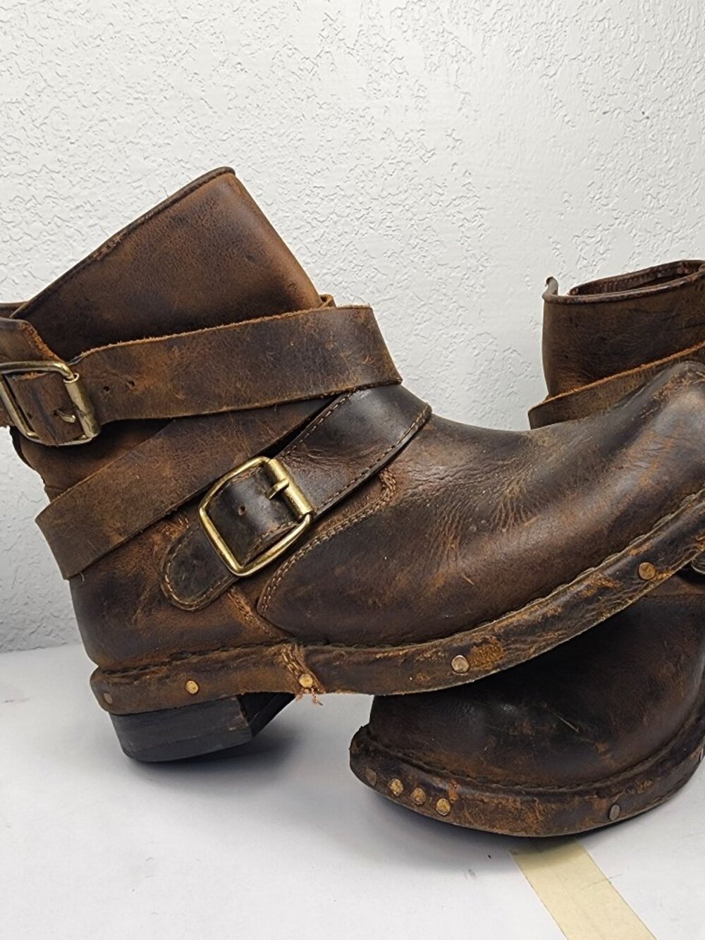 Jeffrey Campbell Women's Size 8 Brit Brown Leather Wraparound Grunge Boots Biker